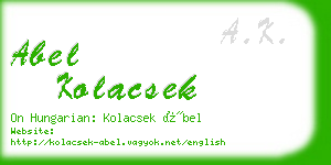 abel kolacsek business card